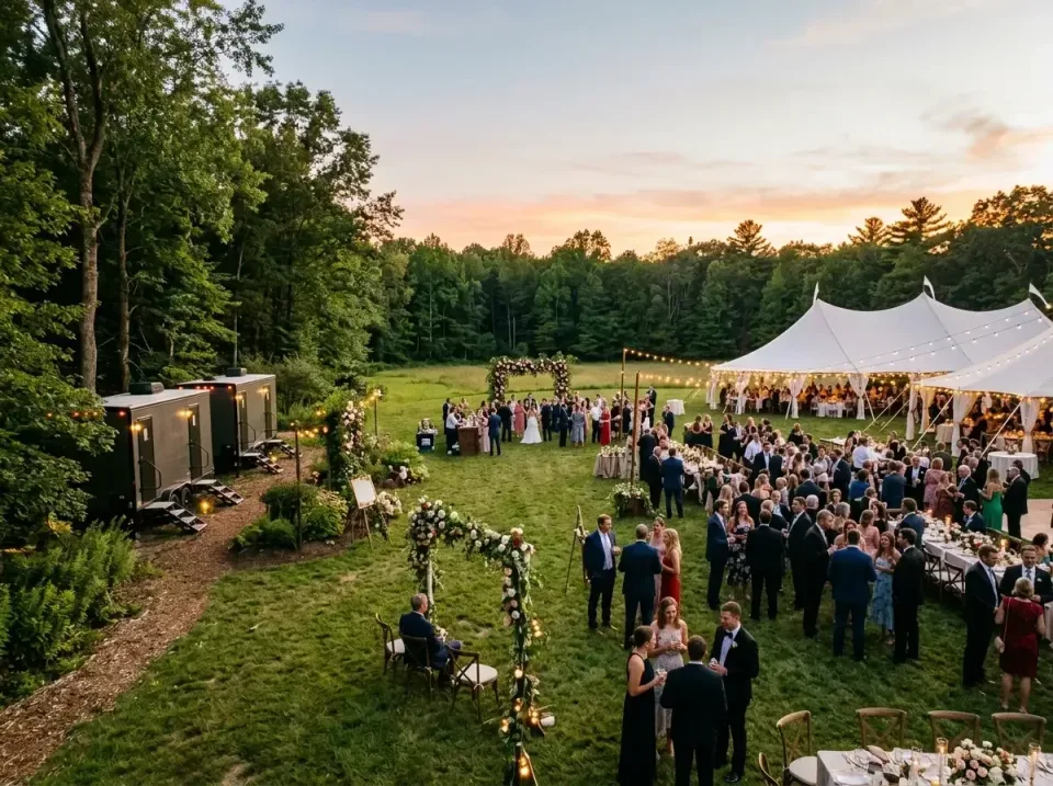 Luxury Restroom Trailer — Outdoor Wedding Luxury Restroom Trailer — Outdoor Wedding